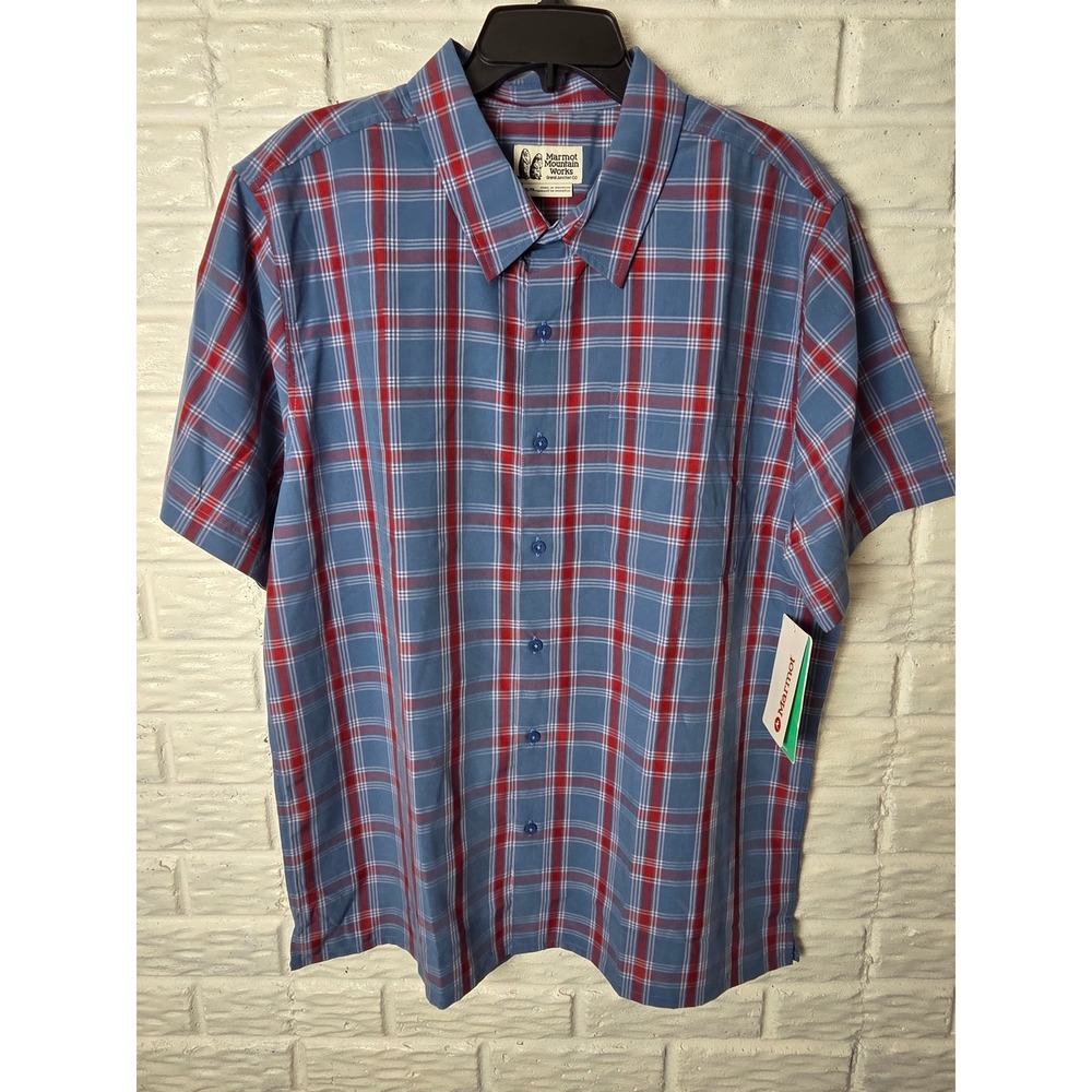 Marmot Mountain Works Mens XL Eldridge Classic SS Rain Cloud Oliver Plaid NWT